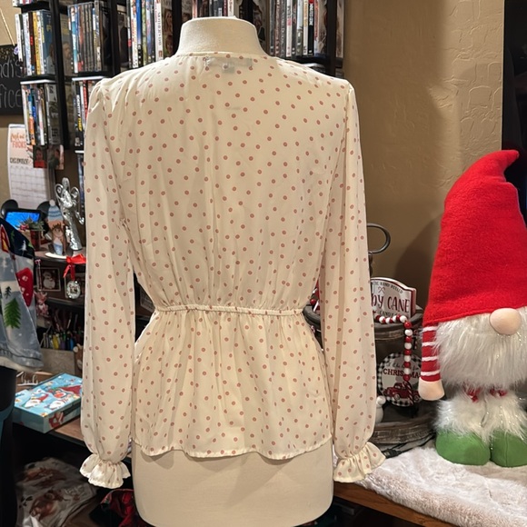 Almost Famous Polka Dot Wrap Blouse - White - Picture 2 of 5